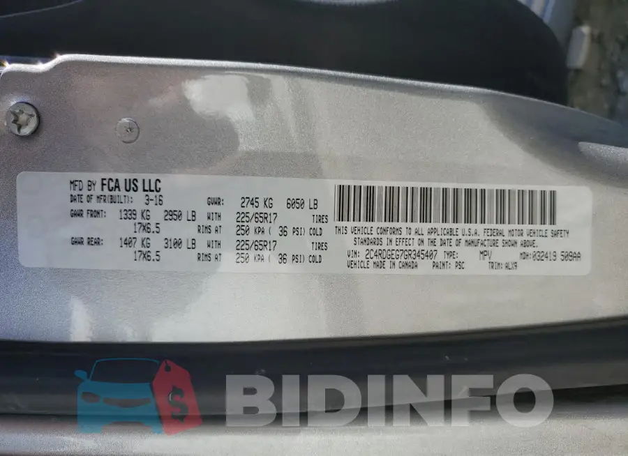 2C4RDGEG7GR345407 Photo# 13