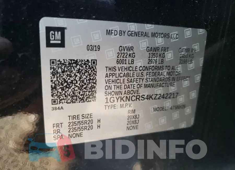 1GYKNCRS4KZ242217 Photo# 13