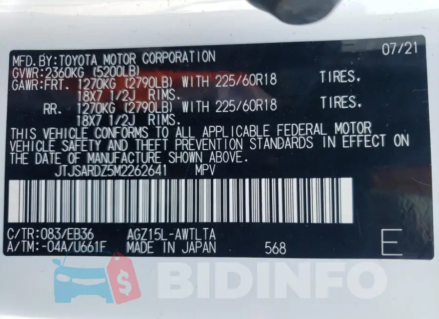 JTJSARDZ5M2262641 Photo# 13