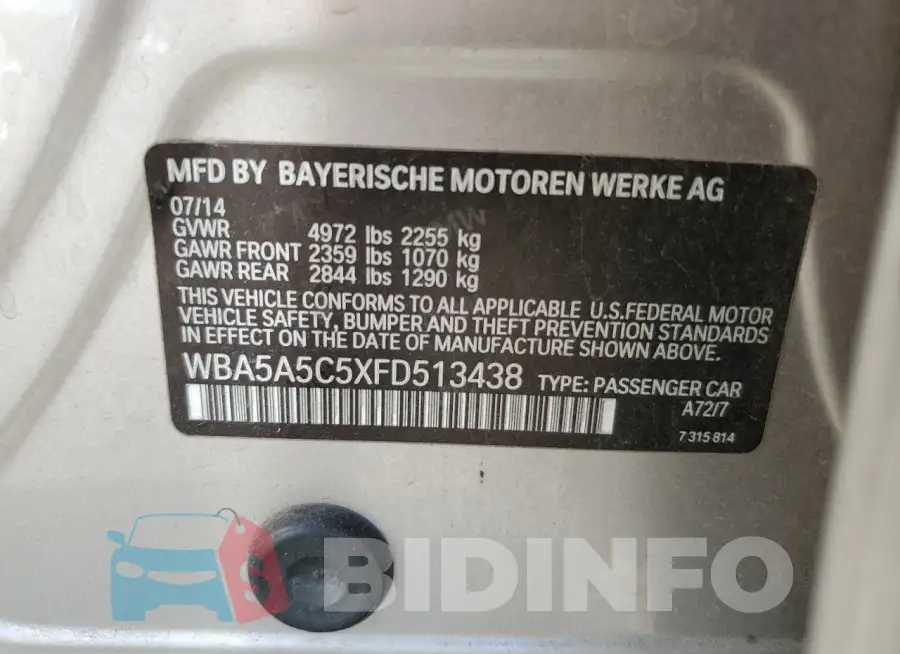 WBA5A5C5XFD513438 Photo# 12