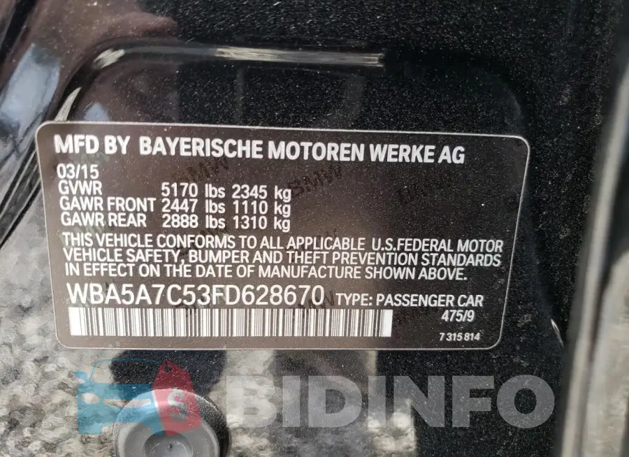 WBA5A7C53FD628670 Photo# 13