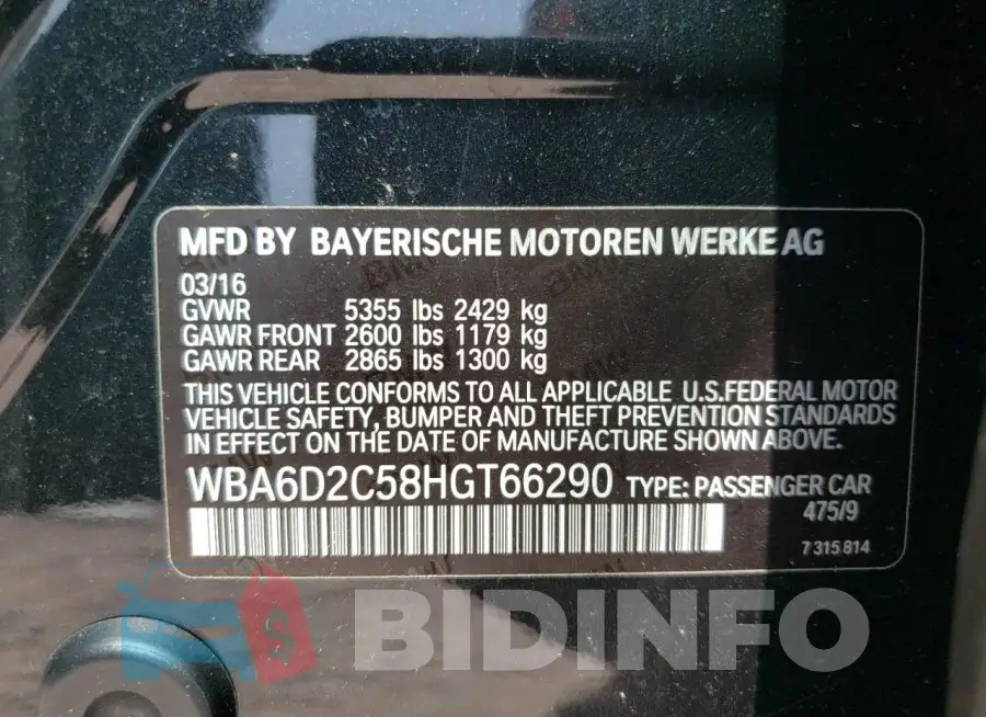 WBA6D2C58HGT66290 Photo# 12
