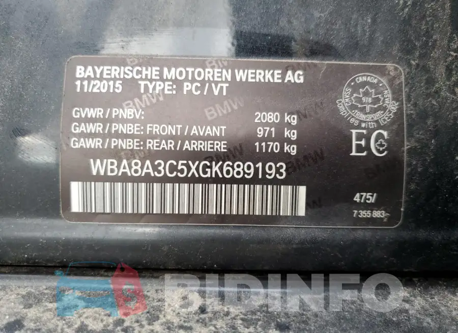 WBA8A3C5XGK689193 Photo# 12