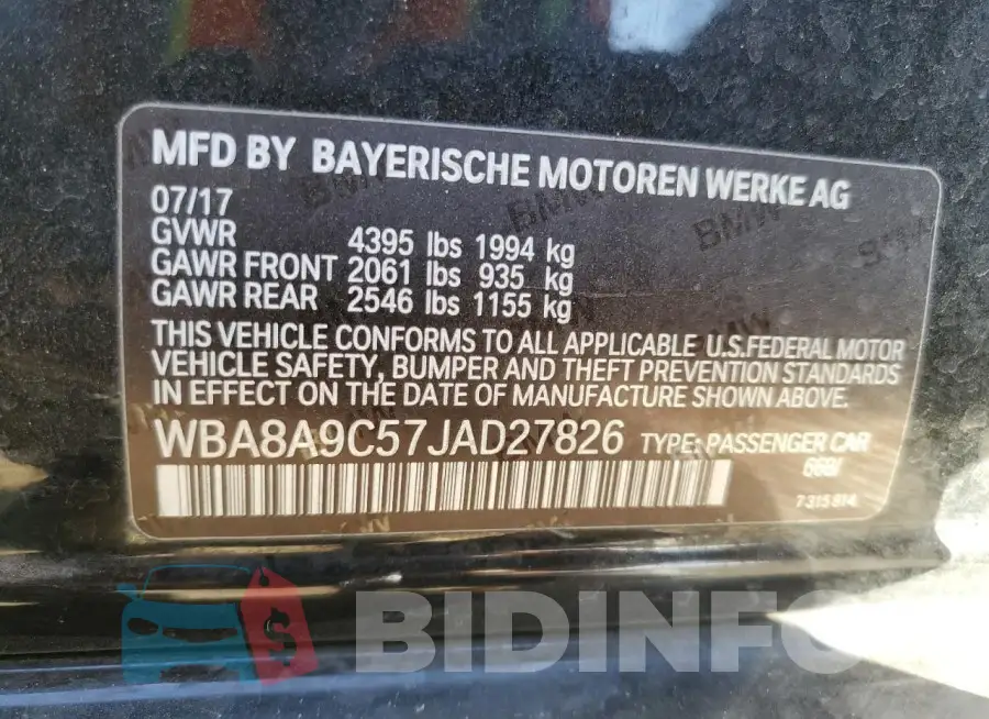 WBA8A9C57JAD27826 Photo# 12