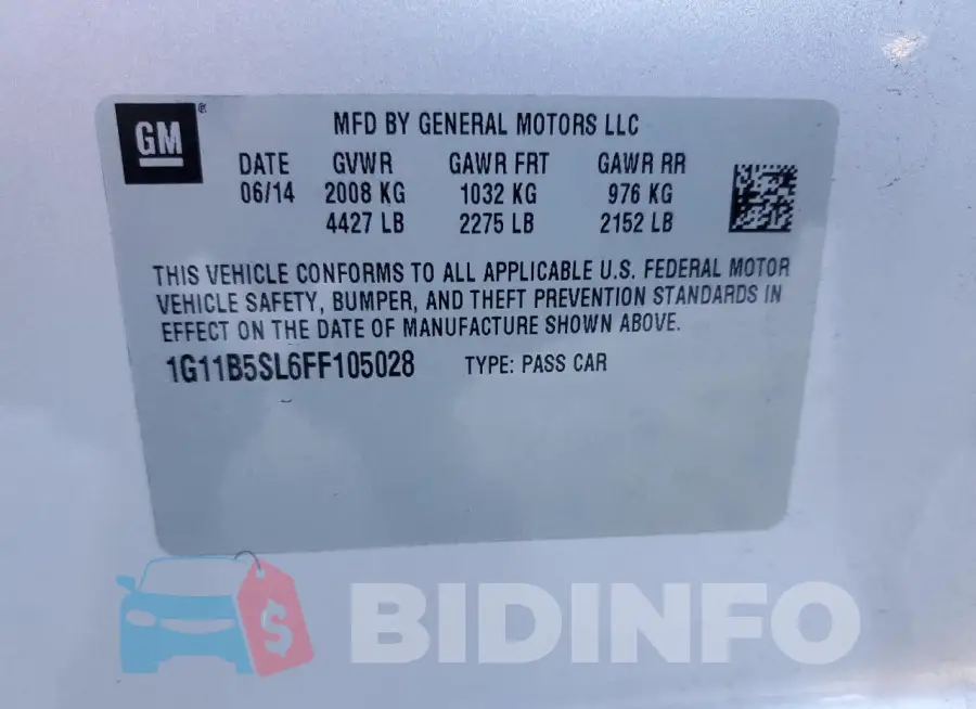 1G11B5SL6FF105028 Photo# 12
