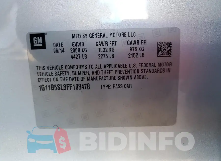 1G11B5SL8FF108478 Photo# 12