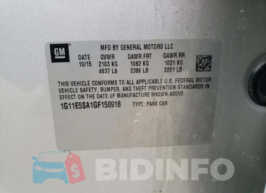 1G11E5SA1GF150918 Photo# 12