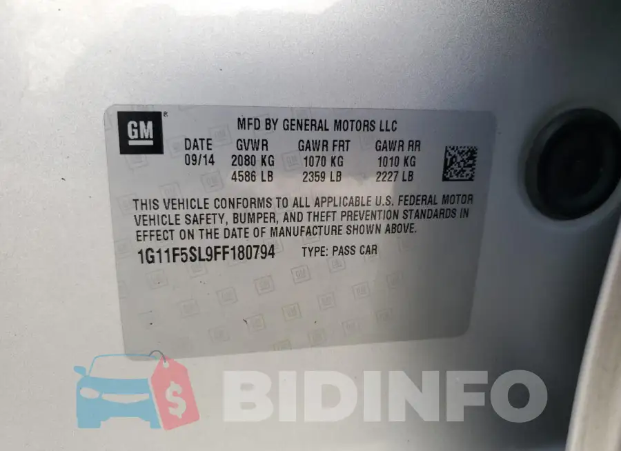 1G11F5SL9FF180794 Photo# 12