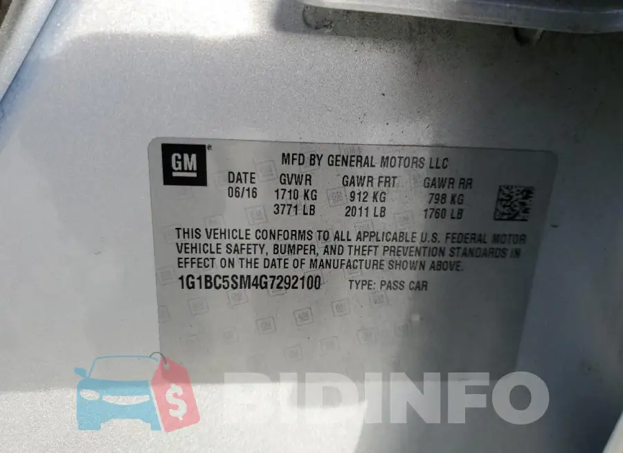 1G1BC5SM4G7292100 Photo# 12
