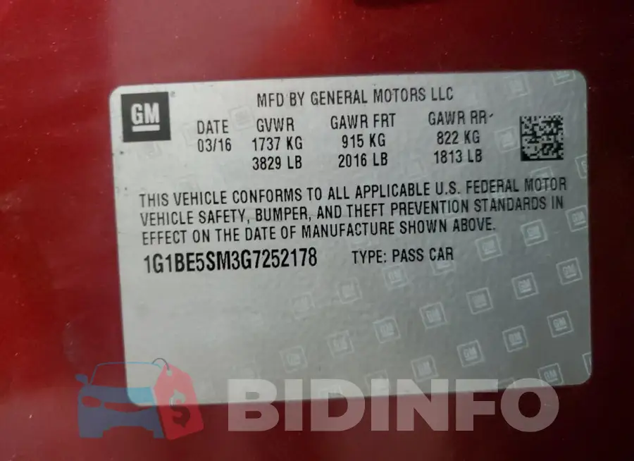 1G1BE5SM3G7252178 Photo# 12