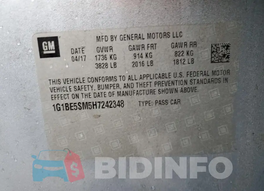 1G1BE5SM5H7242348 Photo# 12