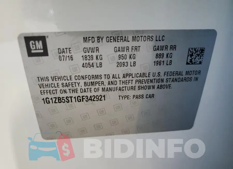 1G1ZB5ST1GF342921 Photo# 12