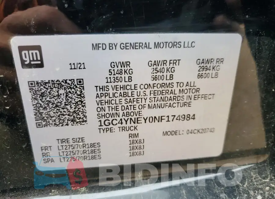 1GC4YNEY0NF174984 Photo# 12
