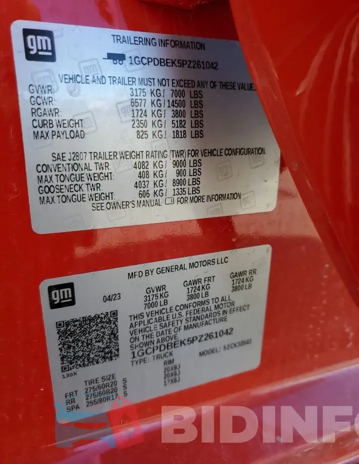 1GCPDBEK5PZ261042 Photo# 12