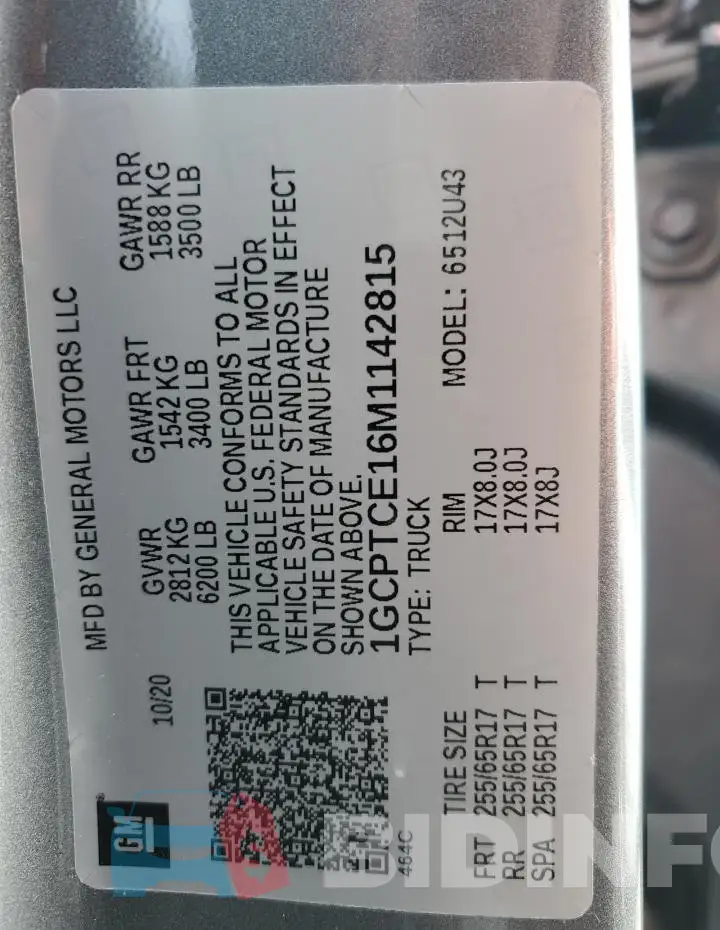 1GCPTCE16M1142815 Photo# 13