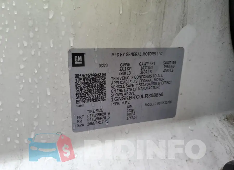 1GNSKBKC0LR308850 Photo# 13