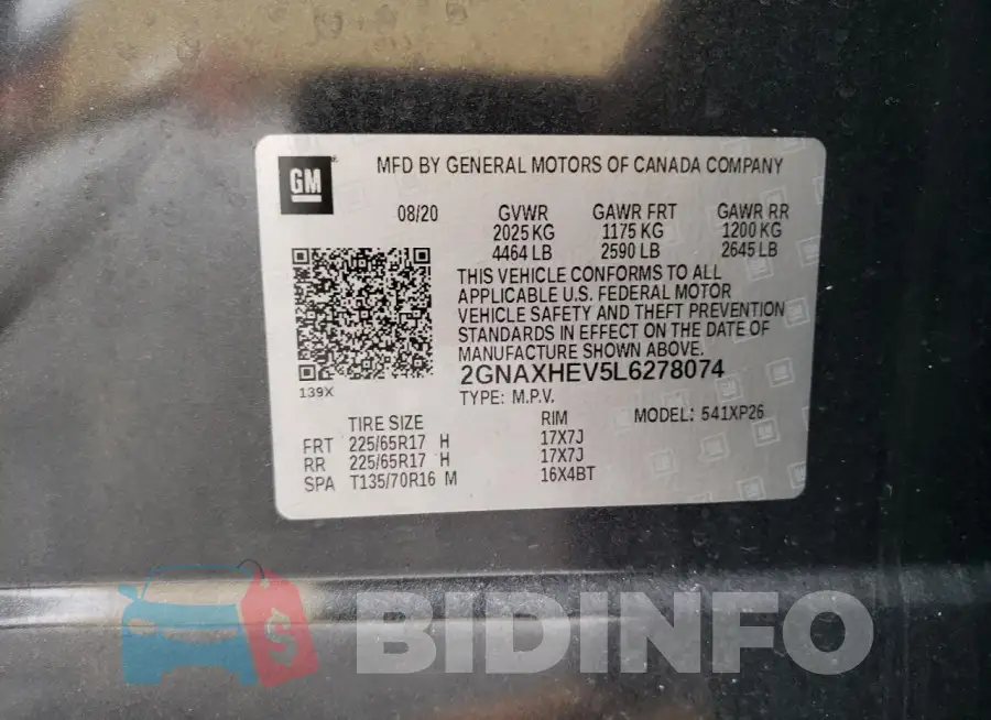 2GNAXHEV5L6278074 Photo# 13