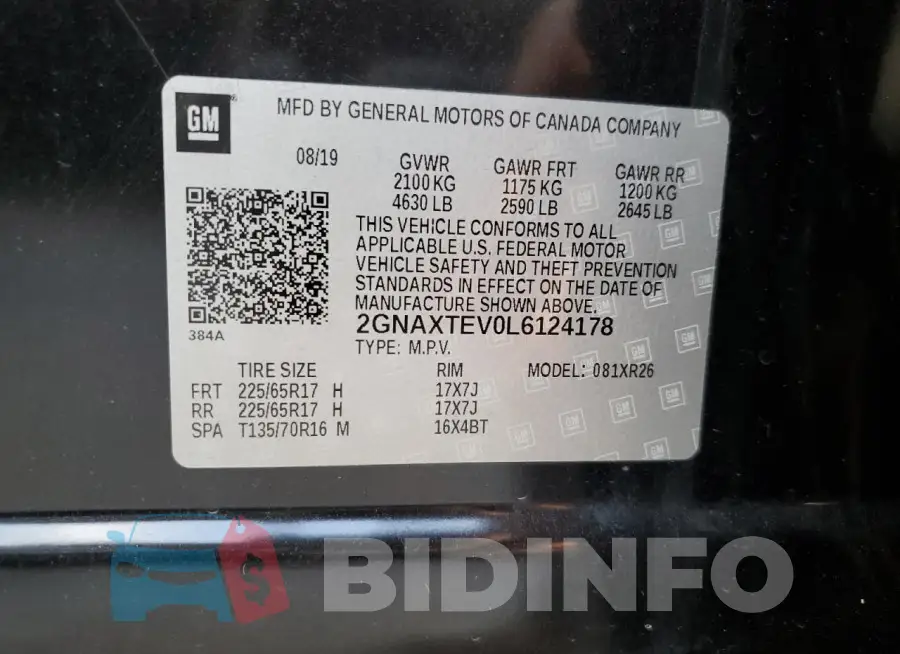 2GNAXTEV0L6124178 Photo# 13