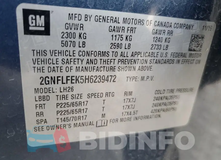 2GNFLFEK5H6239472 Photo# 13