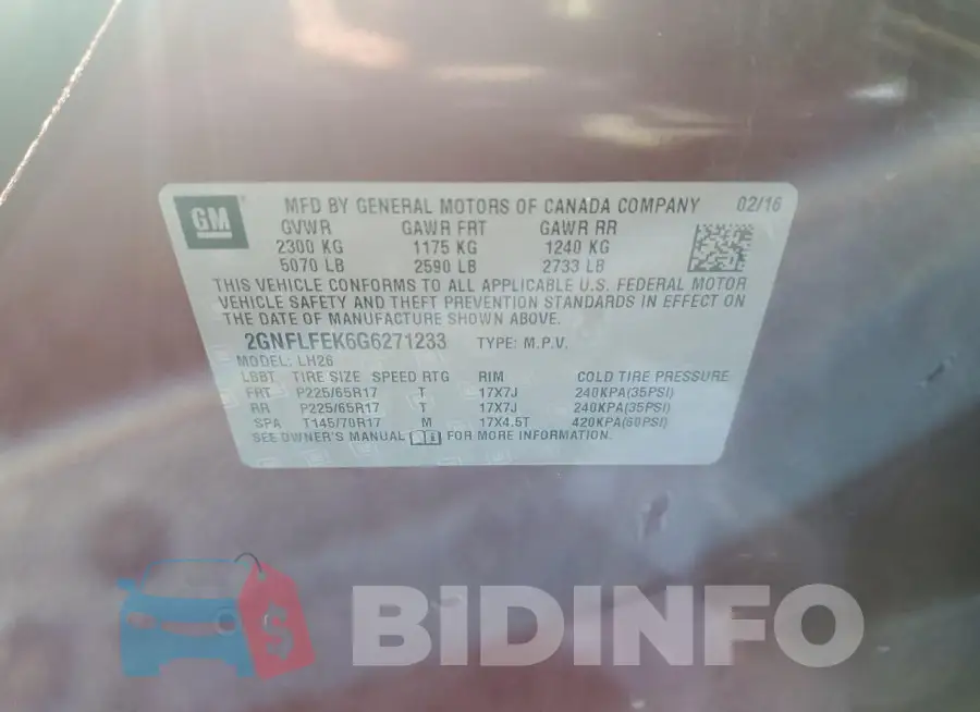 2GNFLFEK6G6271233 Photo# 14