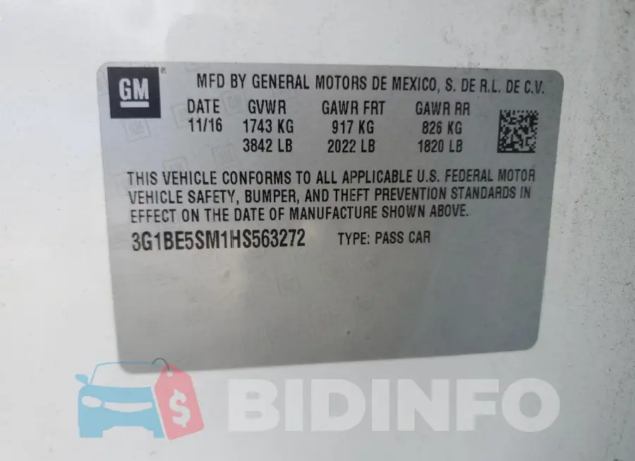 3G1BE5SM1HS563272 Photo# 12