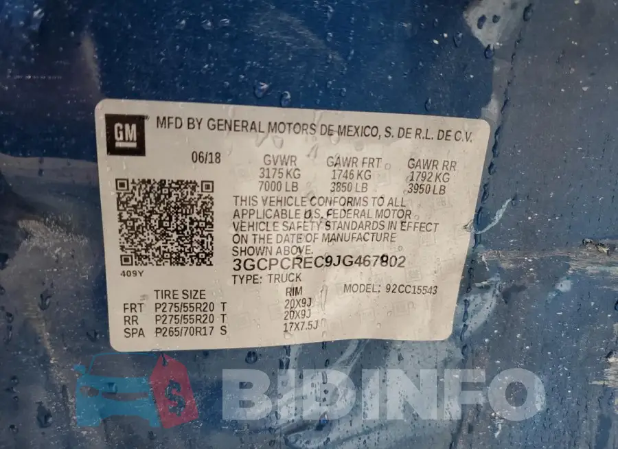 3GCPCREC9JG467802 Photo# 12