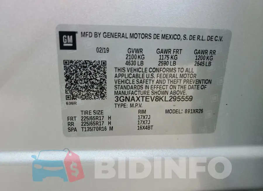 3GNAXTEV8KL295559 Photo# 14