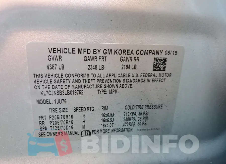 KL7CJNSB3LB019752 Photo# 12