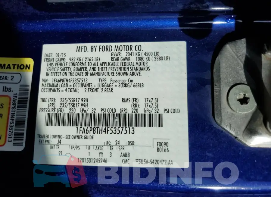 1FA6P8TH4F5357513 Photo# 13