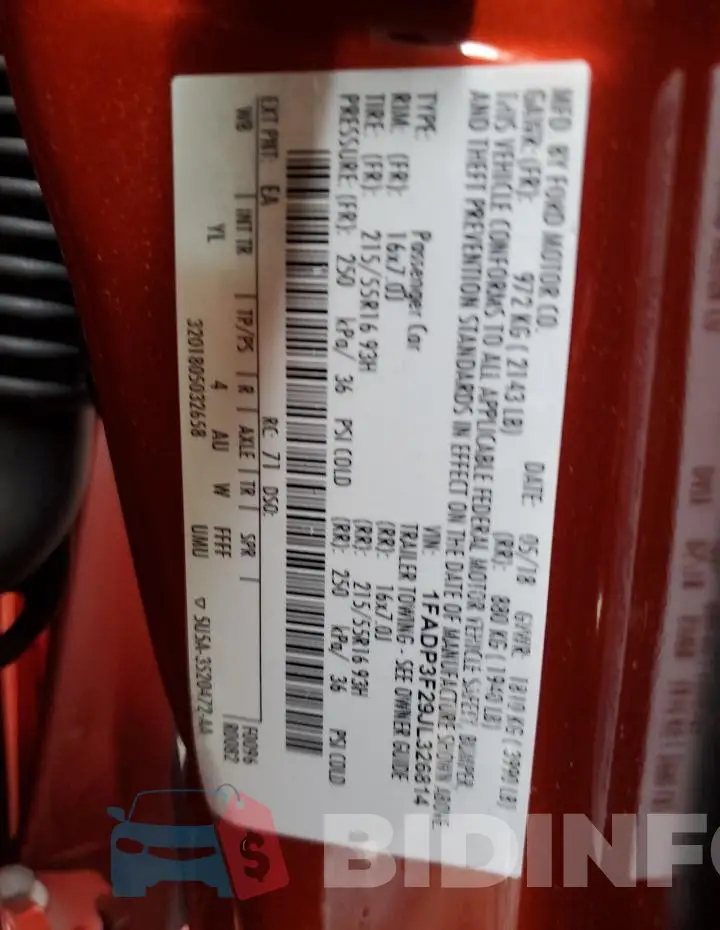 1FADP3F29JL326814 Photo# 12