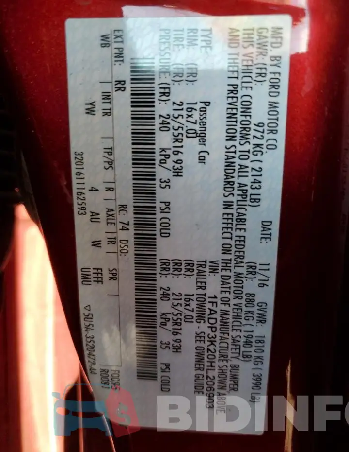 1FADP3K20HL206903 Photo# 12