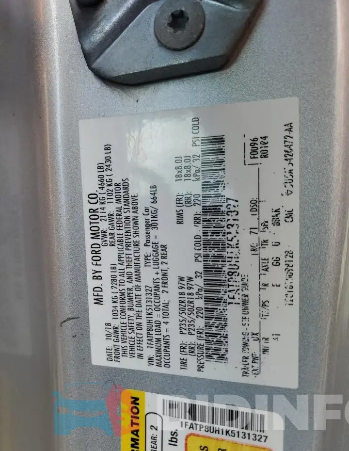 1FATP8UH1K5131327 Photo# 12