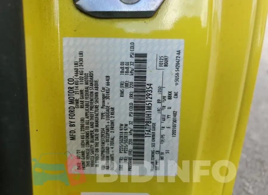 1FATP8UH1M5129354 Photo# 12