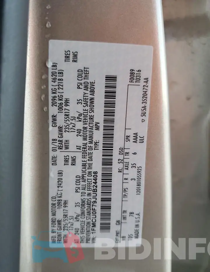 1FMCU0F79JUB24408 Photo# 12