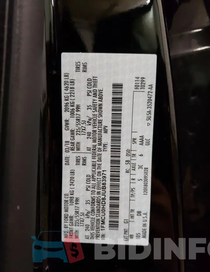 1FMCU0HD8JUB83971 Photo# 14