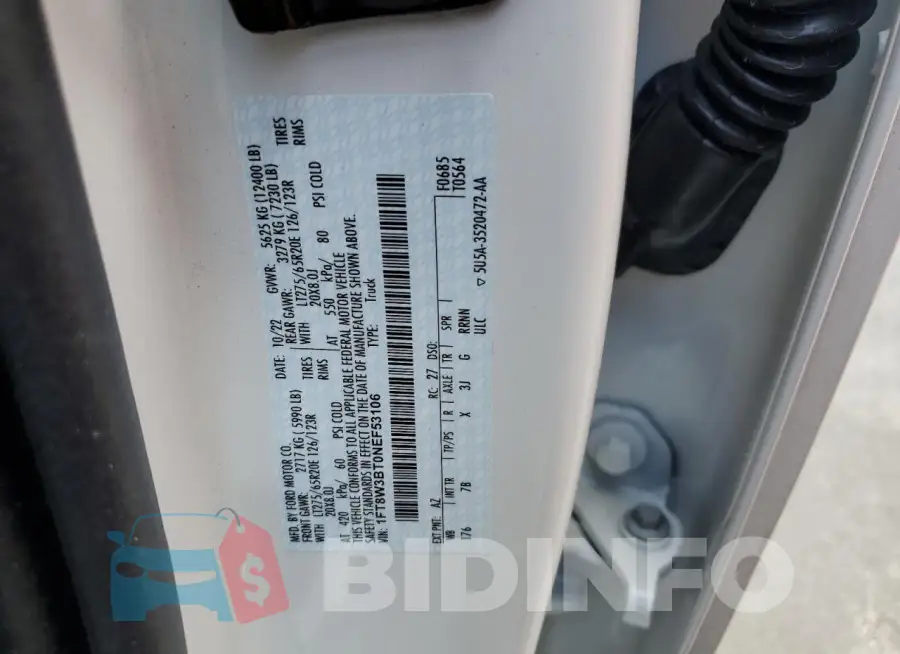 1FT8W3BT0NEF53106 Photo# 12