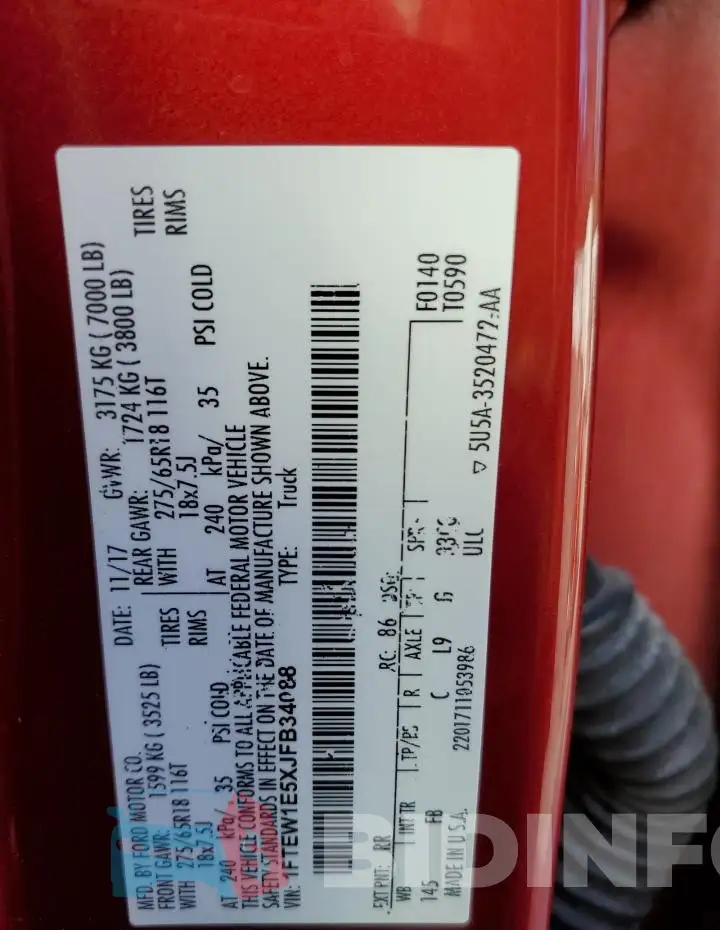 1FTEW1E5XJFB34088 Photo# 13