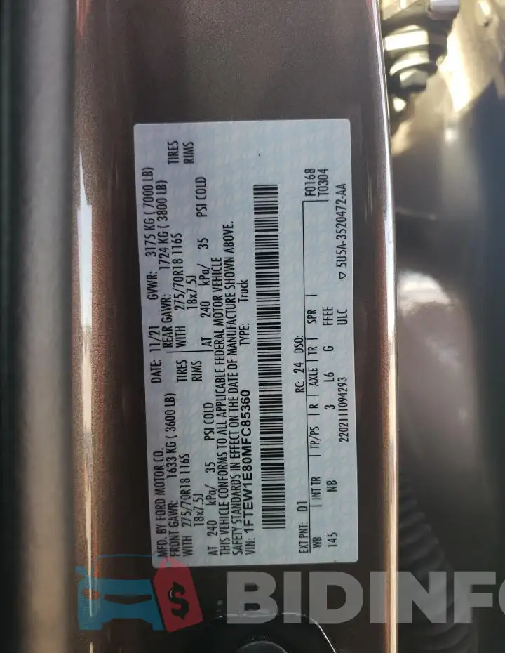 1FTEW1E80MFC85360 Photo# 12