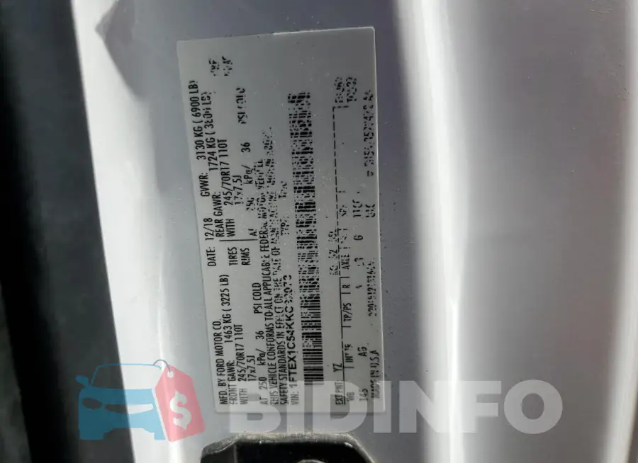 1FTEX1C54KKC32073 Photo# 12