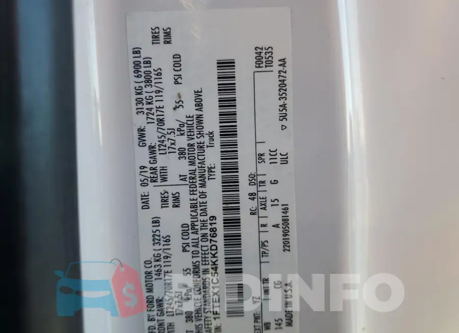 1FTEX1C54KKD76819 Photo# 12