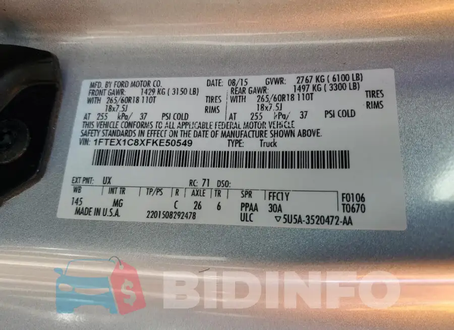 1FTEX1C8XFKE50549 Photo# 13