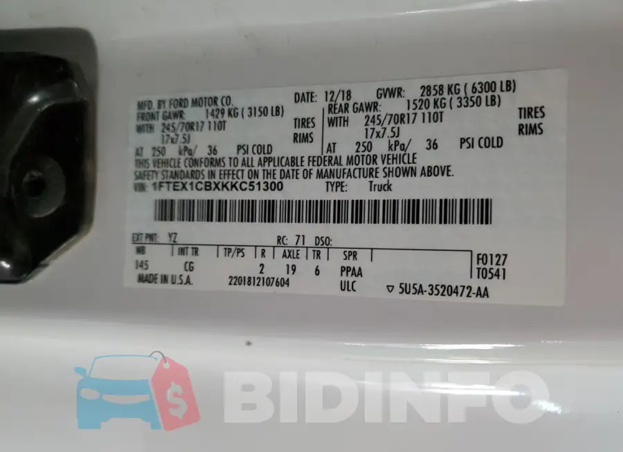 1FTEX1CBXKKC51300 Photo# 12