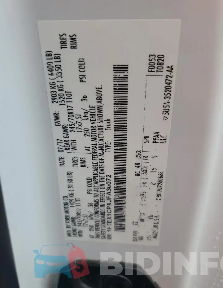 1FTEX1CPXJFA30072 Photo# 12