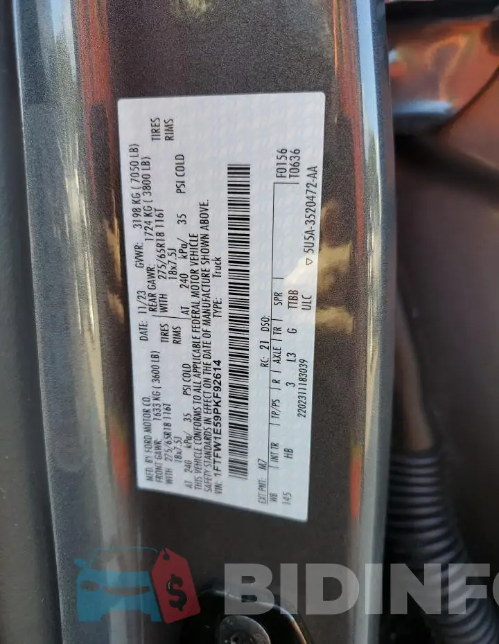 1FTFW1E59PKF92614 Photo# 12