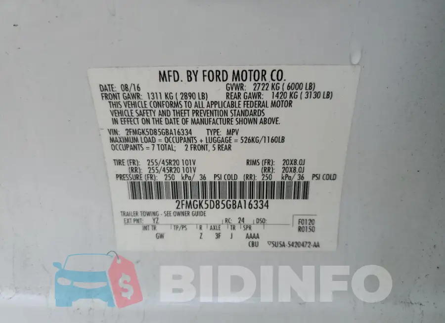 2FMGK5D85GBA16334 Photo# 13