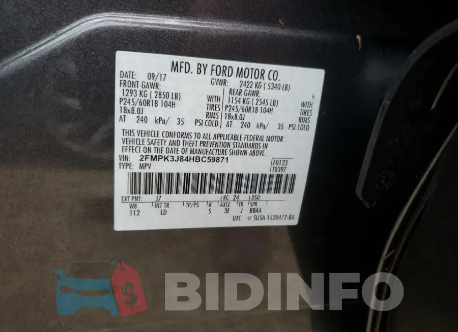 2FMPK3J84HBC59871 Photo# 13