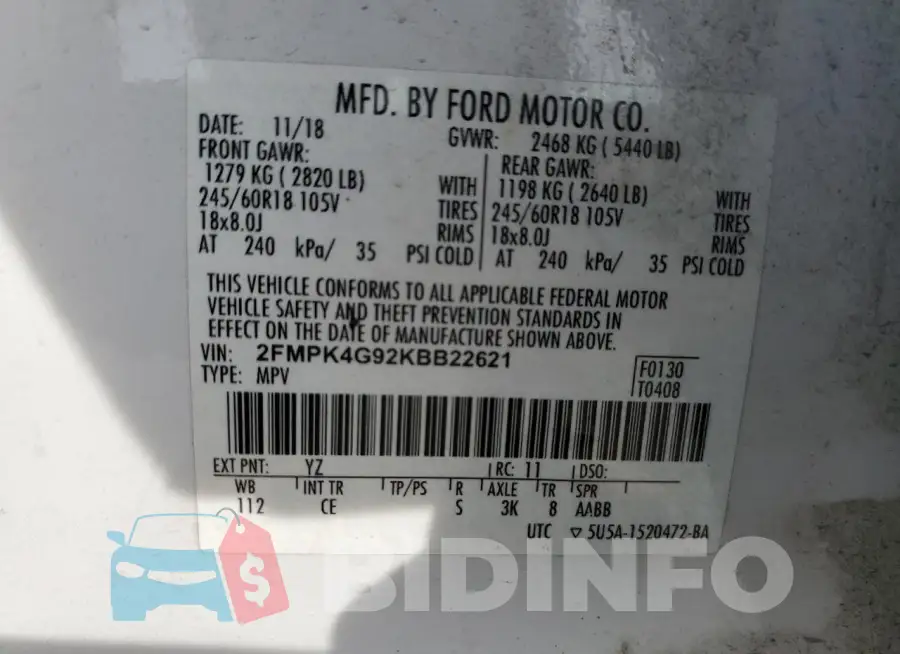 2FMPK4G92KBB22621 Photo# 14