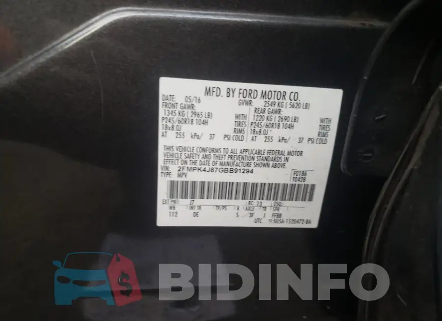 2FMPK4J87GBB91294 Photo# 13
