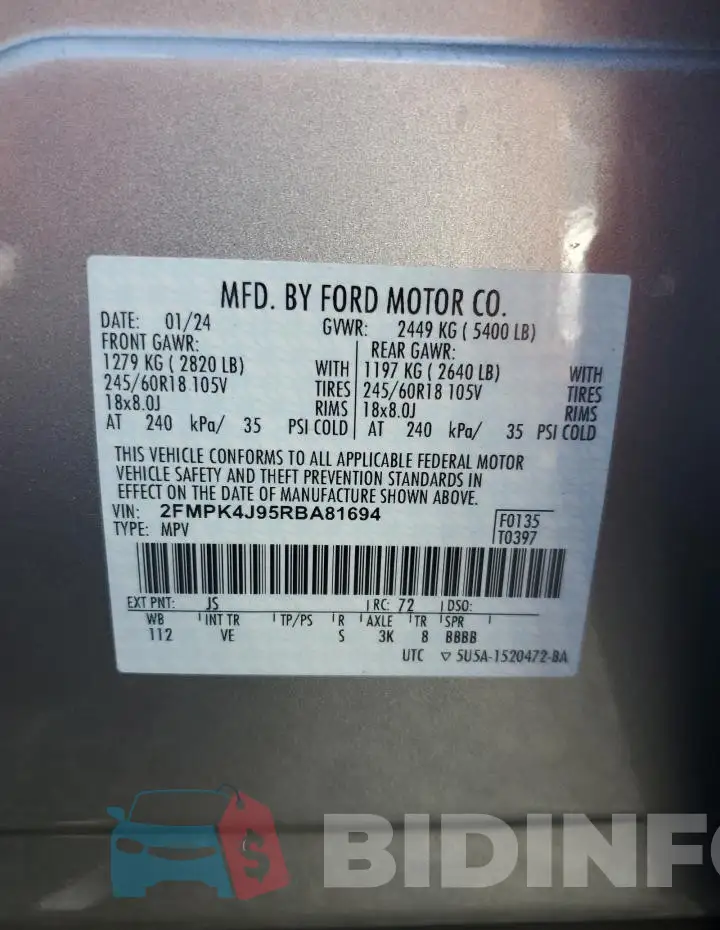 2FMPK4J95RBA81694 Photo# 13