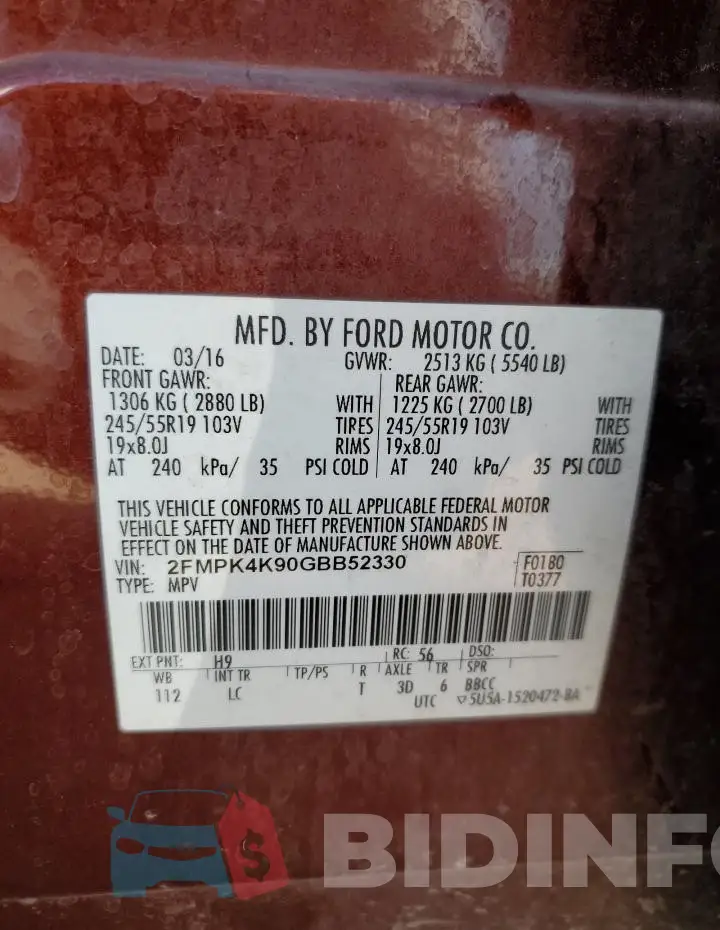 2FMPK4K90GBB52330 Photo# 13